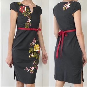 Rare Anthropologie Lucillae Moulinette Soeurs Shift Dress Floral Embroidery sz 6